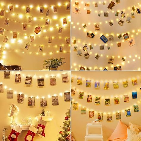 50 LED Photo Clip String Lights with Timer, 5M Photo Peg Fairy Lights with 30 Clips Battery Powered Hanging String Photo Frame Light for Bedroom Birthday Wedding Party Decor (Warm White) [Energy Class E] Clip String Lights, Birthday Presents For Girls, Fairy Lights Bedroom, Photo Wall Decor, Wall Decor Lights, Clip Lights, Indoor String Lights, Photo Clips, Led Fairy Lights