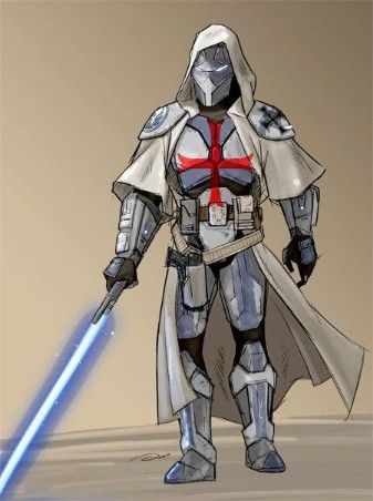 Star Wars Mandalorian Jedi, Grey Jedi Art, Armored Jedi, Sith Armor, Gray Jedi, Jedi Armor, Jedi Outfit, Grey Jedi, Jedi Art