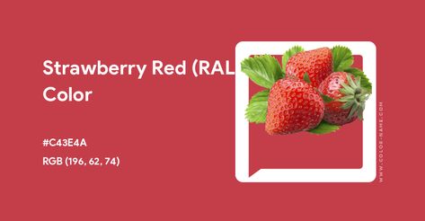 Strawberry Red (RAL) color hex code is #C43E4A Pastel Red Hex Code, Split Complementary, Split Complementary Colors, Paint For Kitchen Walls, Rgb Color Wheel, Rainbow Palette, Green Strawberry, Hex Codes, Kitchen Wall Colors