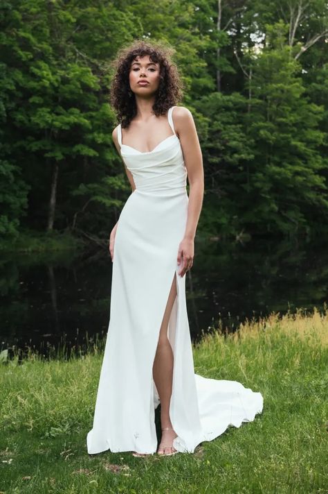 Bridal Gowns by Jenny Yoo Scoop Neck Low Back Wedding Dress, Scoop Back Wedding Dress, Plunge Neckline Wedding Dress, Plunging Neckline Wedding Dress, Jenny By Jenny Yoo, Wedding Dress With Straps, Form Fitting Wedding Dress, Jenny Yoo Bridal, Minimalist Gown