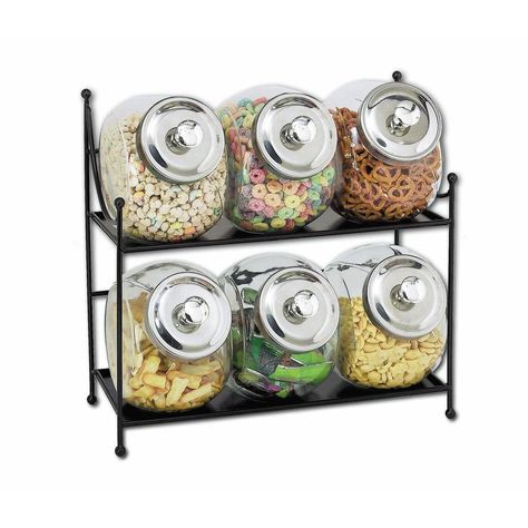 AmazonSmile: Glass Jar Display Rack, Black Metal with Six 1/2 gal Clear Glass Jars - 16 3/4"W x 7"D x 15"H: Industrial & Scientific Snack Jars Display, Candy Jar Display, Dollar Tree Candy Jar, Apothecary Jars Kitchen, Cardboard Display Stand, Snack Display, Gallon Jars, Jar Display, Point Of Sale Display