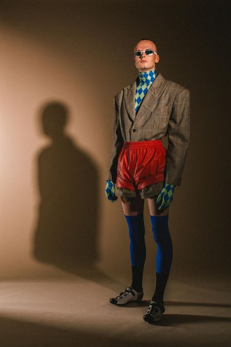 Gq Fashion Editorial, Camp Style Fashion, Mens Poses, High Knee Socks Outfit, Camp Fashion, Gender Fluid Fashion, Camp Style, Mens Editorial, Fashion Costume