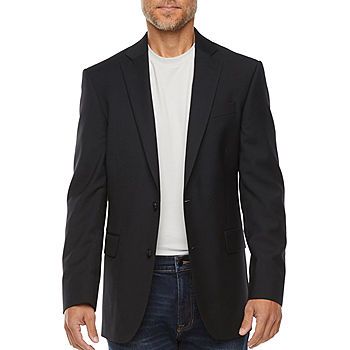 Stafford Coolmax All Season Mens Stretch Fabric Regular Fit Sport Coat - JCPenney Sports Coats For Men Outfit, Suit Jacket With Jeans, Black Sport Coat, Black Blazer Outfit, Black Dress Jacket, Business Jacket, Mens Knit, Black Suit Jacket, Mens Sport Coat