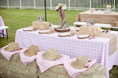 Vintage Cowgirl Party Decorations, Horse Back Riding Party Ideas, Cowgirl Picnic Party, Cowgirl Birthday Backdrop, Cowgirl Party Ideas Kids, Shabby Chic Cowgirl Birthday Party, Cowgirl Party Decorations Western Decor, Cowgirl Birthday Party Ideas Decorations, Cowgirl 1st Birthday Party Ideas