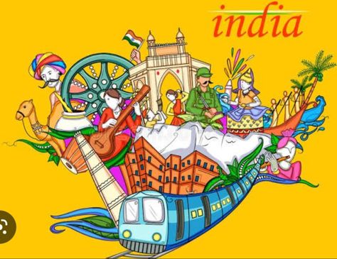 Cultural Diversity Of India Drawing, Developing India Poster, National Integration Drawings, Cultural Heritage Poster, Indian Heritage Drawing, Environmentalist Art, Incredible India Posters, Office Safety, Art Competition Ideas