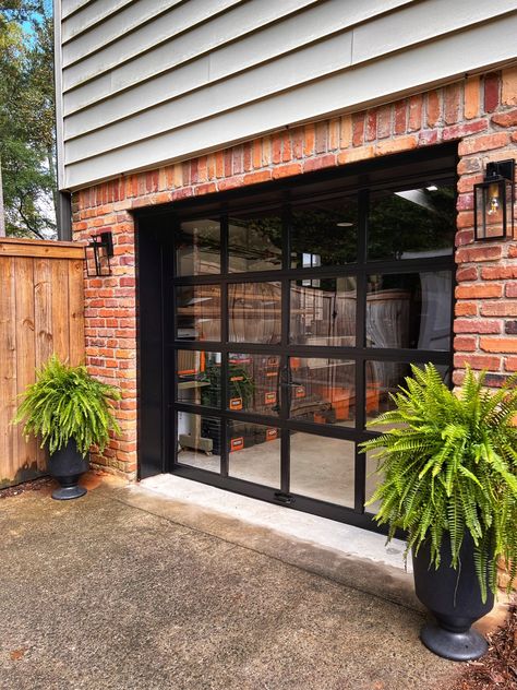 7 Simple Steps How To Transform Your Existing Garage Door to a Full View Glass Door for Under $1000 – Reclaimed Karma Garage Door Opening Ideas, Clear Garage Doors, Black Garage Door, Sliding Garage Doors, Garage Transformation, Glass Garage, Garage Door Replacement, Aluminum Garage, Black Garage