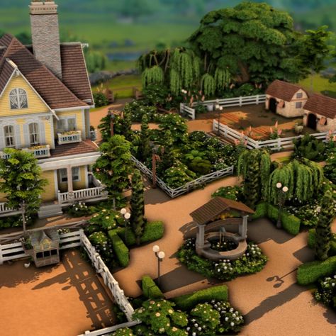 Sims 4 Big Farmhouse, Sims 4 Farm Cottage, Sims 4 Big House Floor Plans, Sims 4 Farm Layout, Sims 4 Homestead, Sims 4 Farmhouse Layout, Sims 4 Modern Farmhouse, Sims Farm, Sims 4 Farm