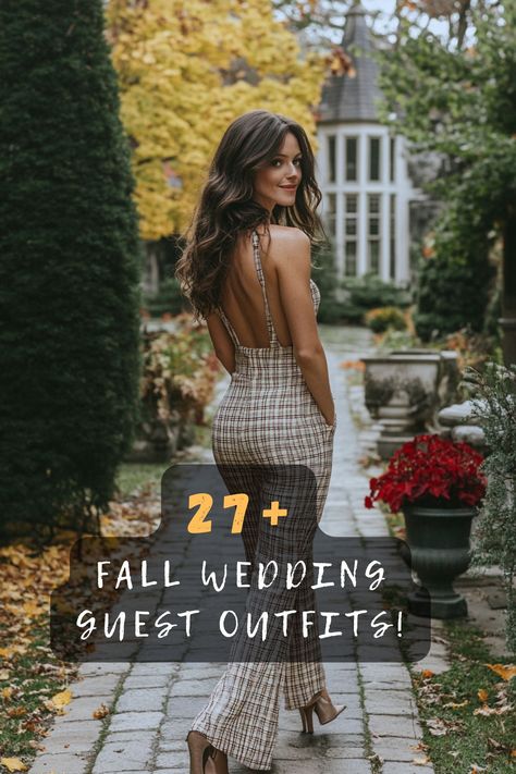 Attending a fall wedding? 🍁👗 Click to see 27 stunning outfit ideas to make you the best-dressed guest this autumn. #FallWedding #WeddingGuestOutfit #AutumnFashion #StyleInspiration #WeddingStyle Casual Fall Wedding Dress Guest, What To Wear To An Elopement Guest, Wedding Guest Outfit No Heels, Fall Wedding Skirt Guest, Sonoma Wedding Guest Outfit, Nov Wedding Guest Outfit, Fall Wedding Guest Dress With Booties, Autumn Semi Formal Outfits, Diy Wedding Outfit