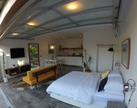 Convert Garage To Bedroom, Garage Bedroom Conversion, Garage To Bedroom, Garage Studio Apartment, Garage Conversion Ideas, Garage To Living Space, Garage Guest House, Converted Garage, Studio Apartment Living