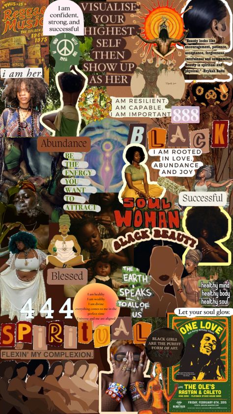 Woman Wallpaper Art, Spiritual Mind, Vision Board 2023, Soul Energy, Soul Collage, Spiritual Wallpaper, I Love Being Black, Vision Board Wallpaper, Earthy Aesthetic