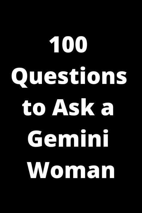 Discover the key to unlocking a Gemini woman's mind with these 100 thought-provoking questions. Whether you're looking to deepen your connection or just want to have an engaging conversation, these questions are perfect for gaining insight into her unique personality traits and interests. From lighthearted topics to more profound inquiries, this comprehensive list will help you build a stronger bond with the dynamic Gemini in your life. Gemini Traits Woman, Gemini Woman Personality, Gemini Women, 100 Questions To Ask, Gemini Personality, Flirty Questions, Deep Questions To Ask, Gemini Traits, 100 Questions