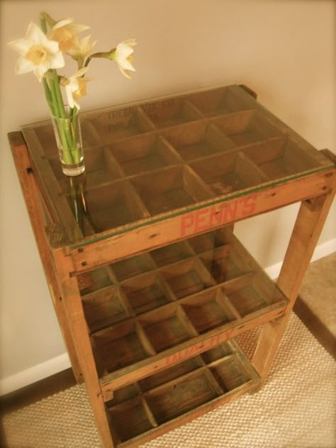 Rock Collection Display Jars, Rock Collection Display, Astoria Park, Agate Decor, Crate Table, Vulture Culture, Collection Display, Rock Collection, Repurposed Furniture