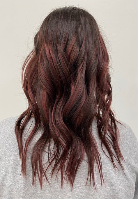 Burgundy balayage, red hair, balayage, hair inspo Burgundy Balayage Brunettes, Brown To Red Balayage, Brunette Red Balayage, Balayage Red Hair, Red Hair Balayage, Balayage Red, Burgundy Balayage, Red Balayage, Brunette Balayage Hair