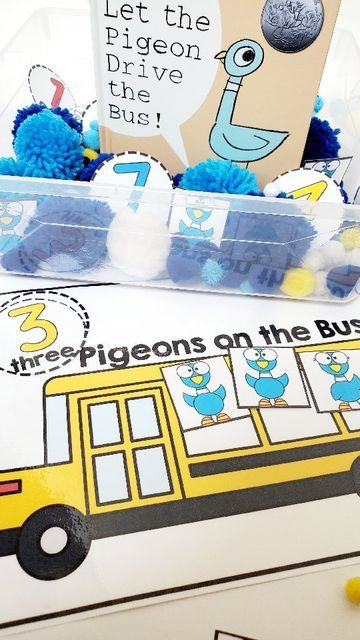 Bus Sensory Bin, Math Learning Activities, Pigeon Drive The Bus, Math Literacy Activities, Transportation Preschool, Preschool Units, Name Crafts, Book Baskets, The Pigeon