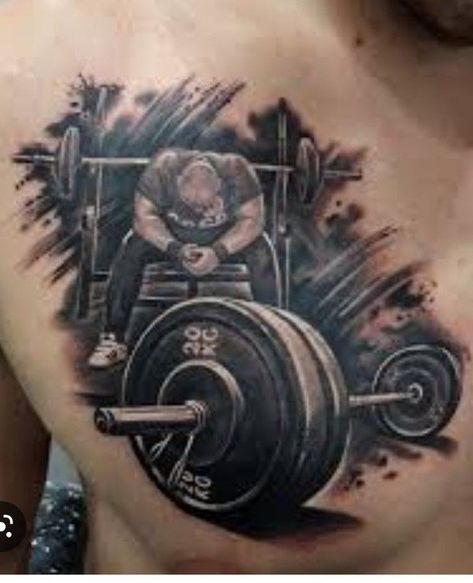 Gym Tattoo Ideas For Men, Barbell Tattoo, Weightlifting Tattoo, Dumbbell Tattoo, Gym Tattoos, Gym Tattoo, Bff Tattoos, Leg Tattoo Men, Body Building Men