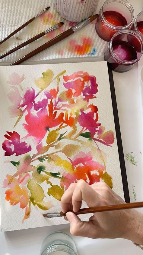 Jenna Rainey on Reels | James Quinn · Chasing Clouds Floral Pattern Painting, Jenna Rainey, Art Painting Watercolor, Simple Watercolor, Painting Water, Art Tutorials Watercolor, Watercolor Flowers Tutorial, Pattern Painting, Watercolor Floral Pattern