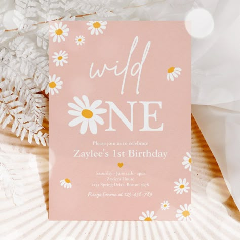 Daisy Birthday Party Bohmian Wild One 1st Birthday Invitation  All designs are © PIXEL PERFECTION PARTY LTD Daisy Birthday Party, Daisy Invitations, Wild One 1st Birthday, Daisy Birthday, Twin Birthday Parties, Wild One Birthday Invitations, Daisy Party, Twins 1st Birthdays, First Birthday Party Themes