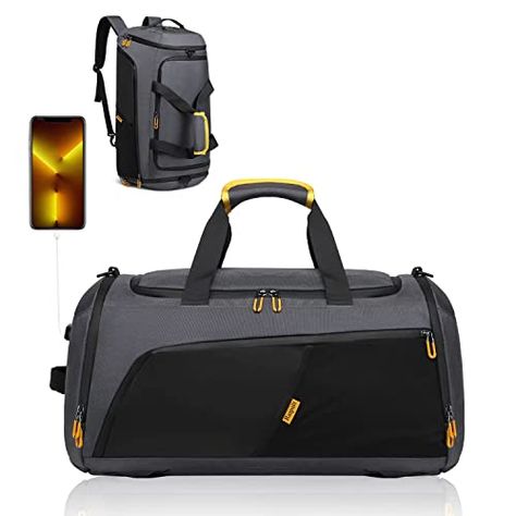 Gym Duffle Bag Backpack with Shoe Compartment &Wet Pocket, 50L Large Waterproof Sports Bags for Men Women, Travel Duffel Carry on Bag with USB Port, Dark Grey Backpack With Shoe Compartment, Gym Duffle Bag, Womens Gym Bag, Womens Gym, Mens Gym Bag, Sports Backpack, Sports Bags Gym, Duffel Bag Backpack, Bags For Men