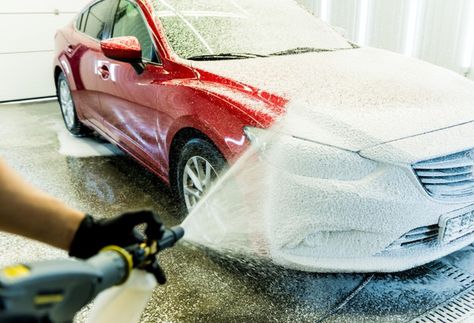 Worker washing car with active foam on a... | Premium Photo #Freepik #photo #car #job #worker #service Foam Wash Car, Car Detail Shop, Car Wash Posters, Self Service Car Wash, Express Car Wash, Hand Car Wash, Mobile Car Wash, Car Wash Services, Car Wash Equipment