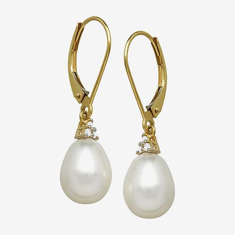 Certified Sofia™ Cultured Freshwater Pearl 14K Yellow Gold Earrings - JCPenney Jewelry Photos, Freshwater Pearl Drop Earrings, White Pearl Earring, Yellow Gold Earrings, Pearl Collection, Elegant Bracelet, Freshwater Cultured Pearls, Classic Jewelry, Yellow Gold Earring