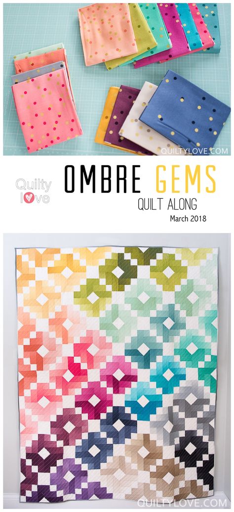 Ombre Gems Quilt Along | Week One - Quilty Love Quilty Love, Ombre Fabric, Rainbow Quilt, Beginner Sewing Projects Easy, Leftover Fabric, Quilting For Beginners, Take Two, Love Sewing, Easy Sewing Projects