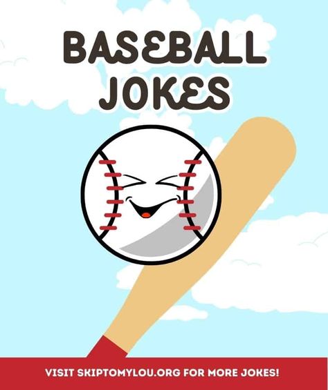 Baseball Jokes | Skip To My Lou Baseball Rain Humor, Baseball Jokes For Kids, Rain Humor, Baseball Puns, Baseball Jokes, Kid Jokes, Lunchbox Jokes, Skip To My Lou, 100 Questions