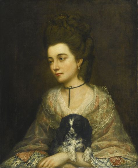 Follower of Thomas Gainsborough R.A., Portrait of a Lady Holding a Spaniel, oil on canvas, 30" x 24.75", est $2k-$3k Mary Robinson, 18th Century Portraits, Joshua Reynolds, Thomas Gainsborough, Historical Women, Art Old, Charles Spaniel, Cavalier King, Old Master