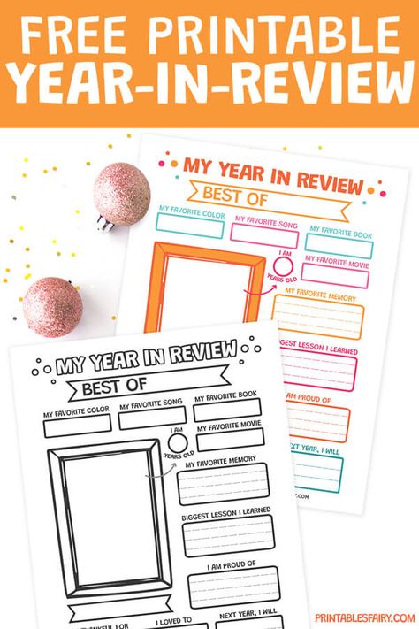 Looking for a fun New Year's Eve activity for your kids? Get this free printable Year In Review and record your favorite memories from the past year! Year In Review Printable, New Year Printables, New Year's Eve Activities, New Years Eve Looks, Award Ideas, New Years Activities, 2024 Year, Montessori School, Year In Review