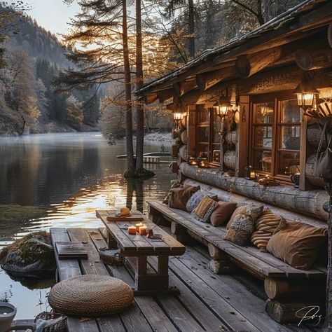 Cabin In The Middle Of Nowhere, Cabin On River, Virgin River Cabin, River Front Homes, Cabin By The River, Cozy Lake House, House On The River, Cabin Hotel, Cottage On Lake