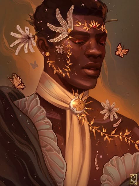 Non-Eurocentric fantasy/sci-fi/horror art and inspiration depicting heroes, villains, gods and monsters. Content is not my own, but is attributed where possible. Fantasy Sci Fi, Black Man, A Black, Sci Fi, Sun, Flowers, Instagram, Black, Art