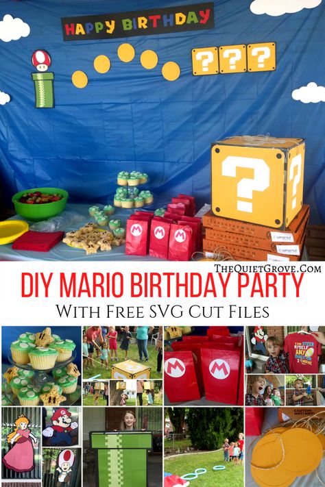 Mario Birthday Banner, Mario Bros Birthday Party Ideas, Nintendo Party, Mario Room, Zelda Party, Super Mario Bros Birthday Party, Super Mario Bros Party, Mario Bros Birthday, Mario Bros Party