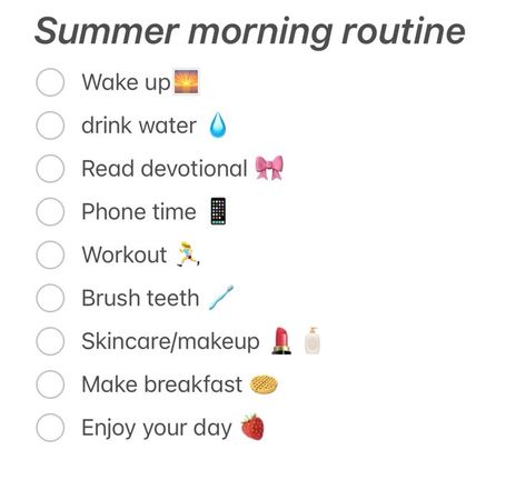 Summer Routine Aesthetic, Healthy Summer Routine, Summer Morning Routine, Summer Routine, School Routine For Teens, Morning Routine Checklist, Nightly Routine, School Morning, Routine Checklist