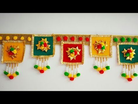 Toran Diy Door Hangings, તોરણ ડિઝાઇન, Diwali Toran Diy Door Hangings, Diwali Toran Diy, Diy Toran Ideas, Toran Diy, Indian Handicrafts Decor, Diwali Items, Door Toran