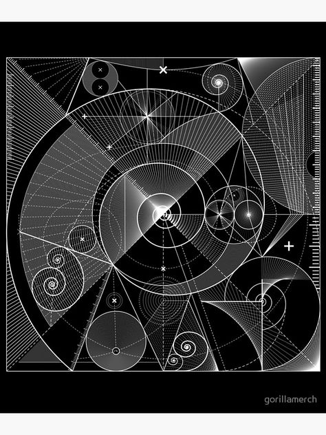 "Fibonacci Sequence, Spiral, Sacred Geometry Design" Poster by gorillamerch | Redbubble Fibonacci Pattern Design, Fibonacci Fractal, Spiral Designs Pattern, Sacred Geometry Design, Fibinocci Spiral, Life Spiral, Fibonacci Design, Spiral Pattern Design, Sequence Design