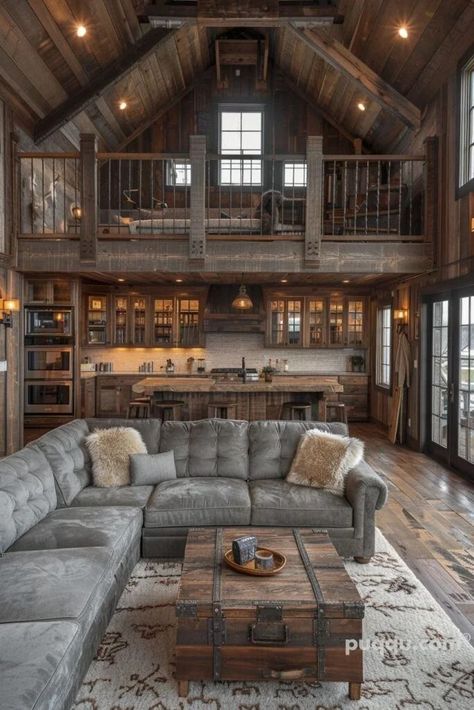 Barndominium Interior, Architecture Styles, Small Barndominium, Rustic House Plans, Cabin Ideas, Barndominium Ideas, Wooden House, Dream House Plans, Barn Style