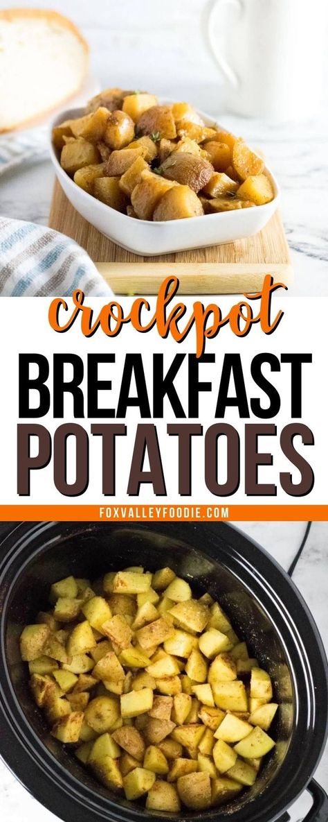 Breakfast potatoes are simply cubed and seasoned potatoes served in place of hash browns with other breakfast favorites like eggs, or breakfast meat like bacon or breakfast sausage. Breakfast potatoes are most commonly roasted in the oven, however, my slow cooker breakfast potatoes recipe uses a crockpot to slowly transform these into delicious tender morsels. Crockpot Eggs And Potatoes, Crock Pot Breakfast Potatoes Slow Cooker, Homestyle Breakfast Potatoes, Recipes For Breakfast Potatoes, Make Ahead Breakfast Potatoes For A Crowd, Christmas Breakfast Potatoes, Breakfast Potatoes In Crockpot, Instant Pot Breakfast Potatoes, Breakfast Potatoes Make Ahead