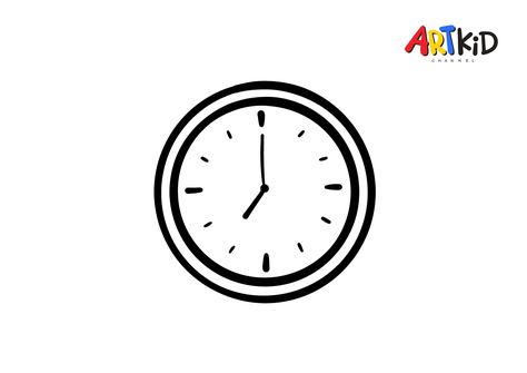 This picture belongs to one of our easy drawing and coloring videos on our YouTube channel. You will find the link to download the high quality outline picture in the description of the video. Simple Clock Drawing, Clock Drawing Simple, Colouring For Kids, Clock Drawing, Drawing And Colouring, Clock Drawings, Outline Pictures, Coloring Videos, English Projects