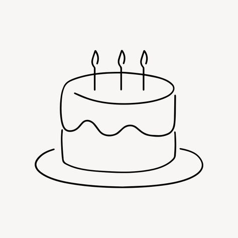 Drawing Of Cake, Simple Cake Drawing, Cake Line Drawing, Cake Simple Design, Cake Line Art, Cake Drawing Easy, Birthday Cake Drawing Simple, Cute Birthday Cake Drawing, Cake Doodle