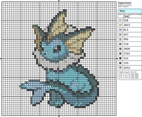 Vaporeon! Alakazam Pokemon, Pokemon Vaporeon, Pokemon Espeon, Stitch Pokemon, Pokemon Cross Stitch Patterns, Geeky Cross Stitch, Pokemon Cross Stitch, Crochet Pokemon, Pixel Art Pokemon