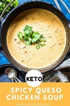 This Keto Queso Chicken Soup is a great low-carb soup recipe that everyone will love! This 30 minute recipe is easy and has less than 10 ingredients! #keto #lchf #lowcarbrecipe #souprecipe #fallrecipe #easyrecipe Keto Queso, Queso Chicken, Low Carb Soup Recipes, Vegetarian Soup Recipes, Keto Soup, Low Carb Soup, Soup Recipes Slow Cooker, Merit Badge, Idee Pasto Sano