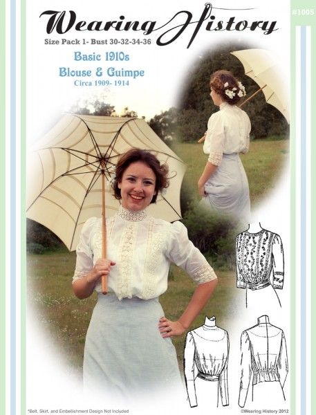 Pattern Preview- 1910s Blouse and Guimpe Pattern 1910s Blouse, Edwardian Blouse Pattern, Edwardian Dress Pattern, Basic Dress Pattern, History Bounding, Victorian Blouse, Historical Sewing, Basic Blouses, Edwardian Dress