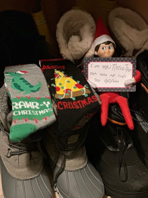 Elf On The Shelf Ideas With Socks, Elf On The Shelf Sock Ideas, Elf On The Shelf Socks, Elf On The Shelf Brings Slippers, Snoop Dog Christmas, Elf Socks, Elf 2024, Elf Shenanigans, Shelf Inspiration