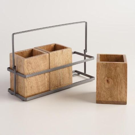 One of my favorite discoveries at WorldMarket.com: Wood and Metal Flatware Caddy