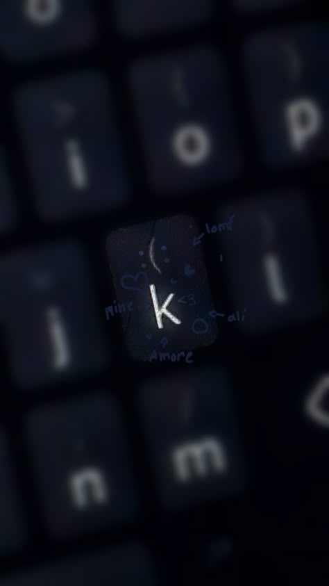 #k #loml #aesthetic #dark #keyboard #cybercore #cyber #mine #letter #lovecore #heart #blue #night #wallpaper Letter K Keyboard Aesthetic, Letter K In Keyboard, Letter J Keyboard Aesthetic, K In Keyboard, K Keyboard Wallpaper, K Keyboard Letter, Letter S Wallpaper Aesthetic, K Crush, Keyboard Letter Aesthetic