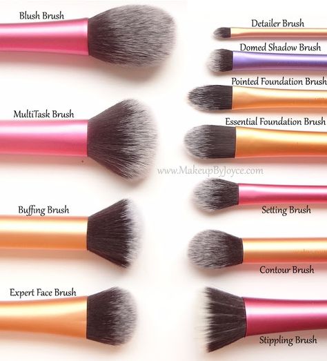 Real Techniques Brush Collection: Found at Ulta or online. These brushes are pretty amazing and they are especially wonderful to use at their inexpensive price point!  Pro quality every time. **If you purchase these at Harmon's (attached to Bed, Bath & Beyond) you can use your 20% off coupon too!  More savings!  :) Different Types Of Makeup, Types Of Makeup Brushes, Mascara Hacks, Brush Guide, Real Techniques Brushes, Alat Makeup, Best Makeup Brushes, Types Of Makeup, Real Techniques