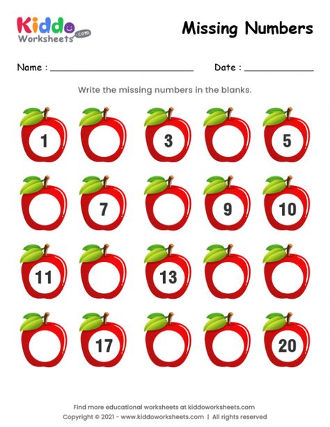 1 To 20 Missing Numbers Worksheet, Addition Worksheets For Kindergarten Free Printables, Number Printables 1-20, Write Missing Numbers 1 To 20, Worksheet On Missing Numbers, Counting 1-20 Free Printables, 1-20 Number Activities, Class 1 Maths Activity, Write Numbers 1-20 Free Printable