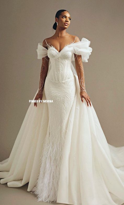 Alonuko Bespoke by Gbemi Okunlola - UK/Nigeria 🇳🇬 Glam Wedding Dress, Sparkly Wedding Dress, White Bridal Dresses, Classy Wedding Dress, Stylish Wedding Dresses, Pretty Wedding Dresses, Fancy Wedding Dresses, White Gown, Womens Wedding Dresses