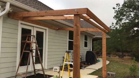 GUIDE: Attach A Patio Roof To An Existing House - Clever Patio Diy Roof Over Patio, Diy Porch Addition, Deck Canopy Ideas Diy, Covering Back Porch, Build Porch Roof, Building Patio Cover, Diy Outdoor Roof Patio, Building A Porch Roof, Patio Roof Diy