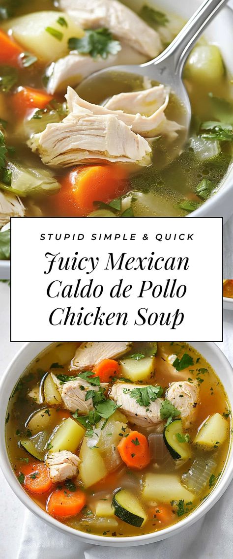 Image for Juicy Mexican Caldo de Pollo Chicken Soup Mexican Caldo, Chicken Caldo, Chicken Breast Soup, Pork Soup Recipes, Healthy Hearty Meals, Mexican Soup Recipes, Stews Recipes, Soup Lovers, Mexican Pork