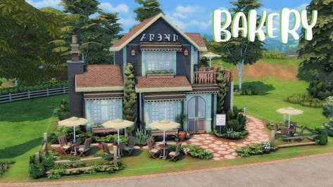 I've built a cute little bakery in Windenburg! 😊 🌻gallery ID: Aneleya Sims 4 Bakery Lot, Sims 4 Brindleton Bay Restaurant, Sims 4 Bakery Build, Sims Bakery, Sims 4 Bakery, Sims Restaurant, Sims4 House, Brindleton Bay, Sims 4 Cottage